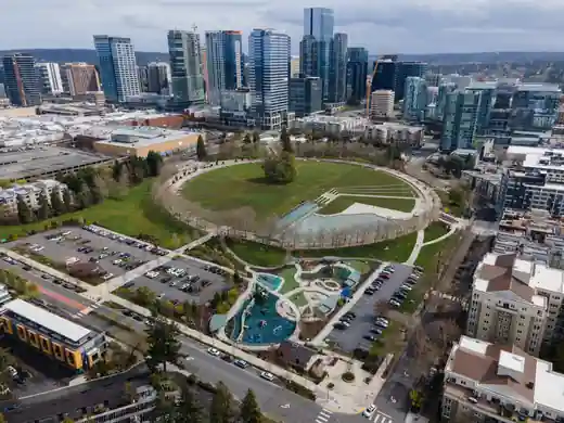 Bellevue Downtown Park and downtown skyline